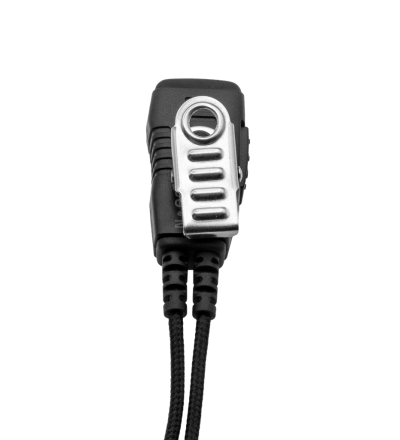 1-Wire SnapLock Earpiece Base with 2 Lines Out Bottom of PTT-Mic  Braided Fiber Cloth (1)